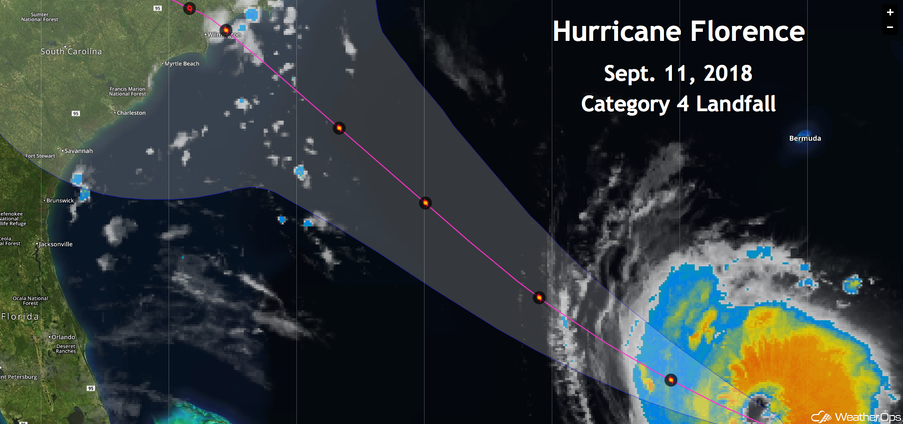 Path of Hurricane Florence