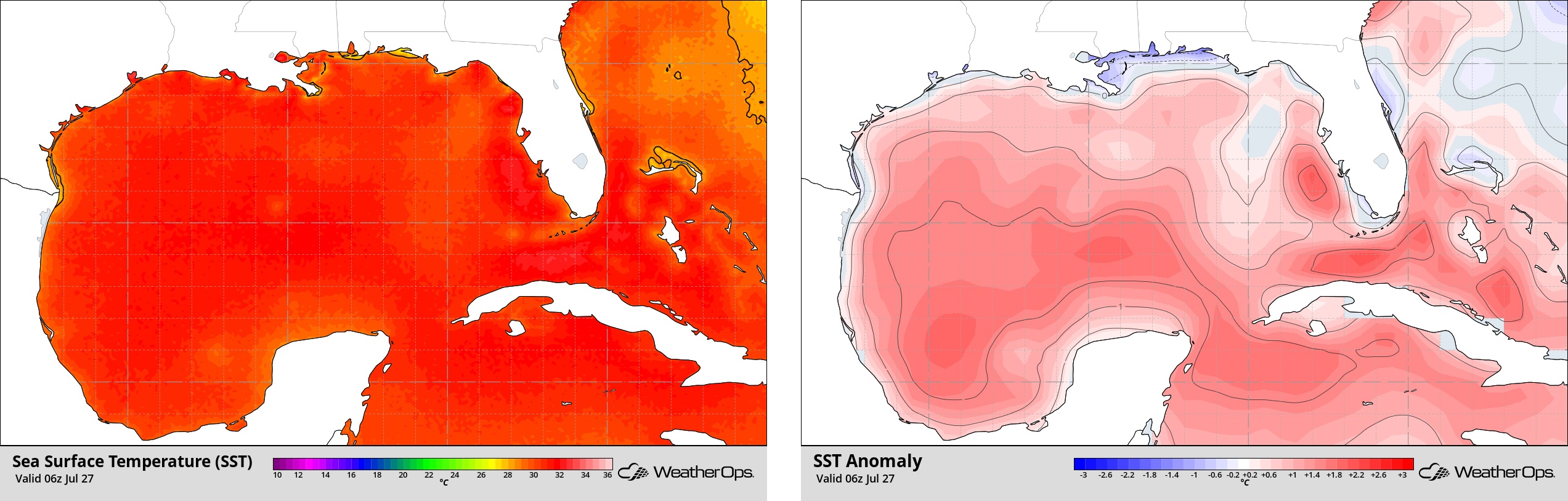 Gulf Sea Surface Temp and Anomalies