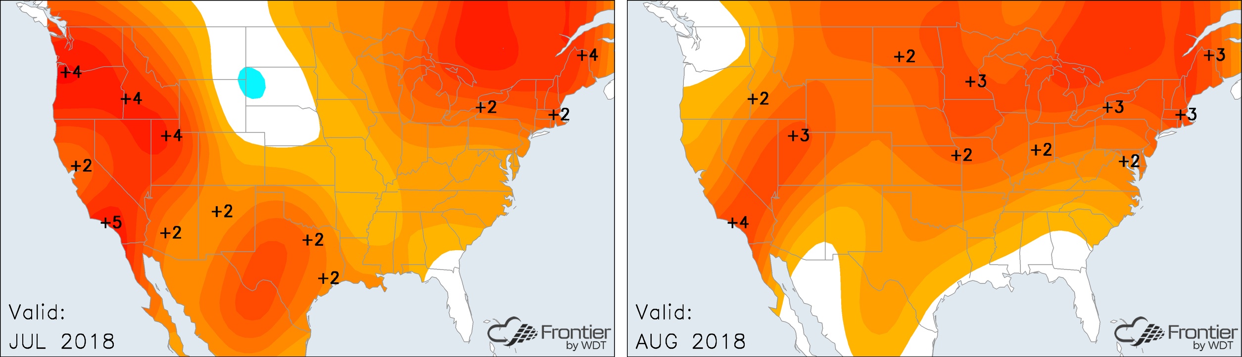 July and August Temperature Anomalies- Frontier