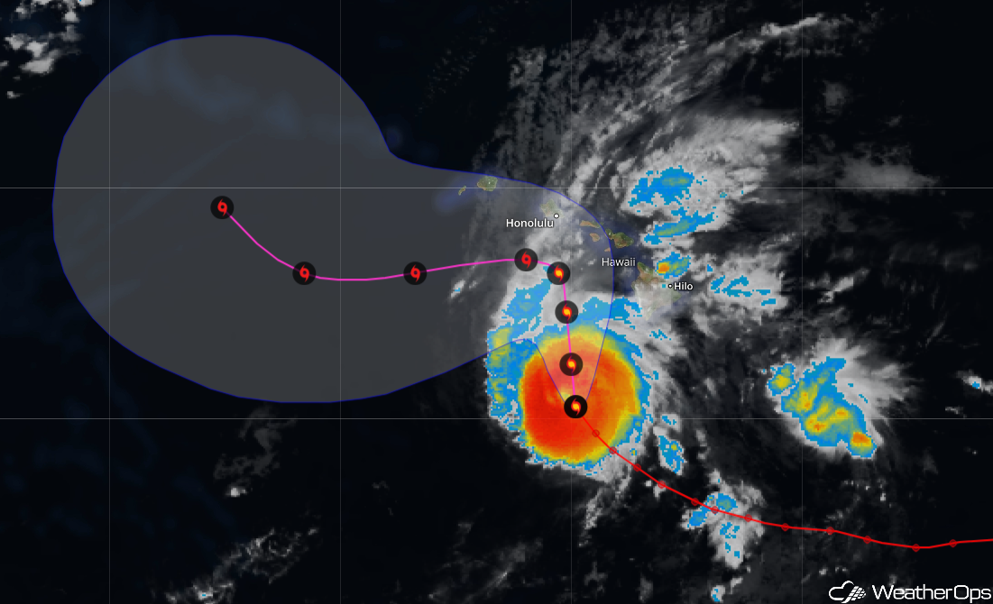 WeatherOps Forecast Path for Hurricane Lane - Aug 23, 2018