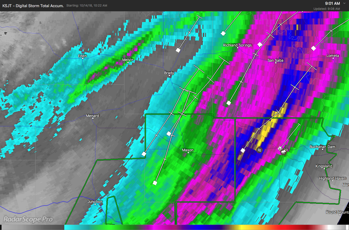 RadarScope Digital Storm Total Accumulation