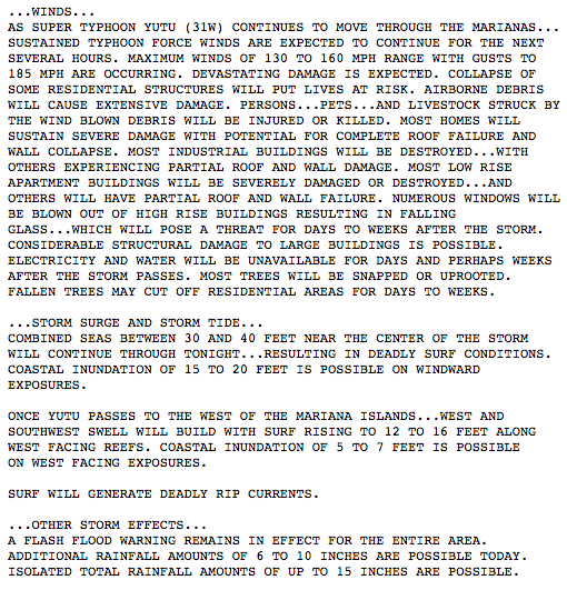 Forecast from NWS Guam