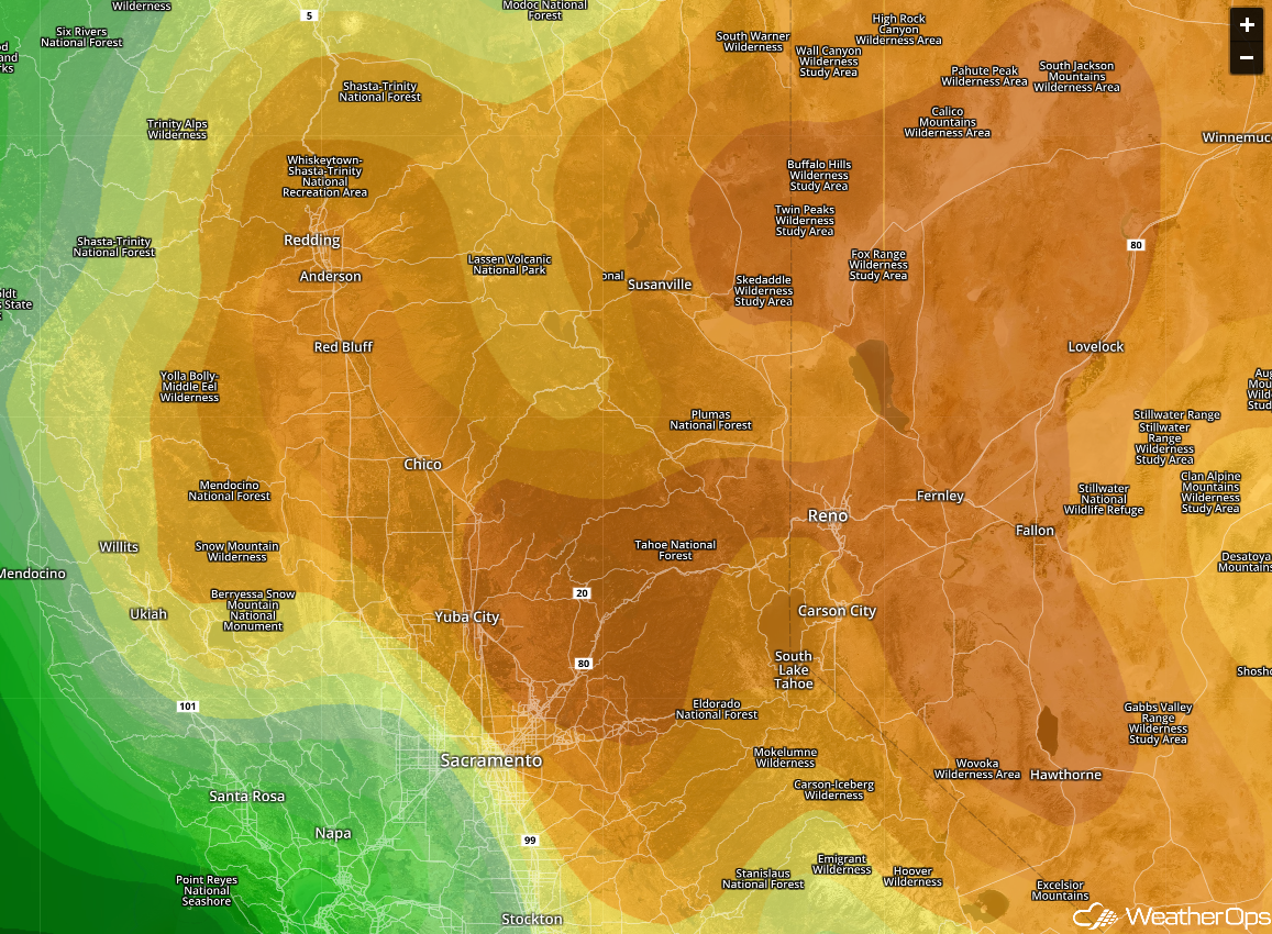 Relative Humidity for California and Areas to the East