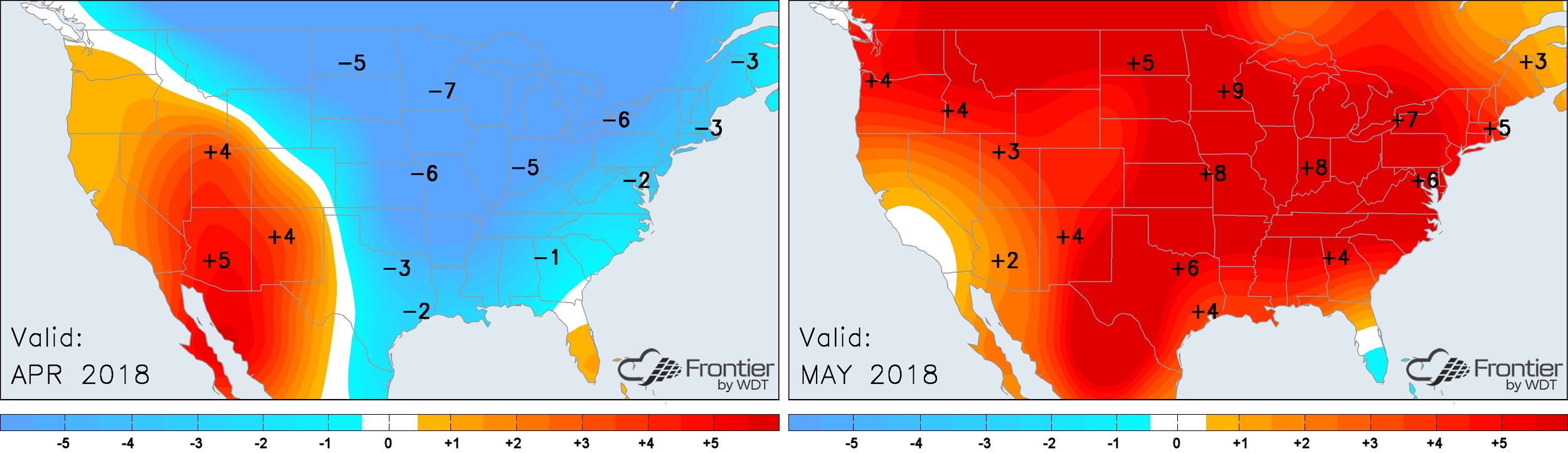 Temperature Anomalies for April and May