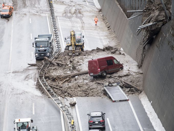 A Mudslide Caused the Closure of this Road in Switzerland