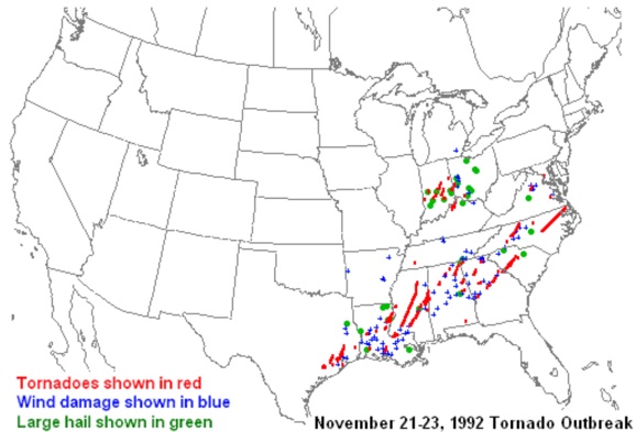 November 21-23, 1992 Tornado Outbreak