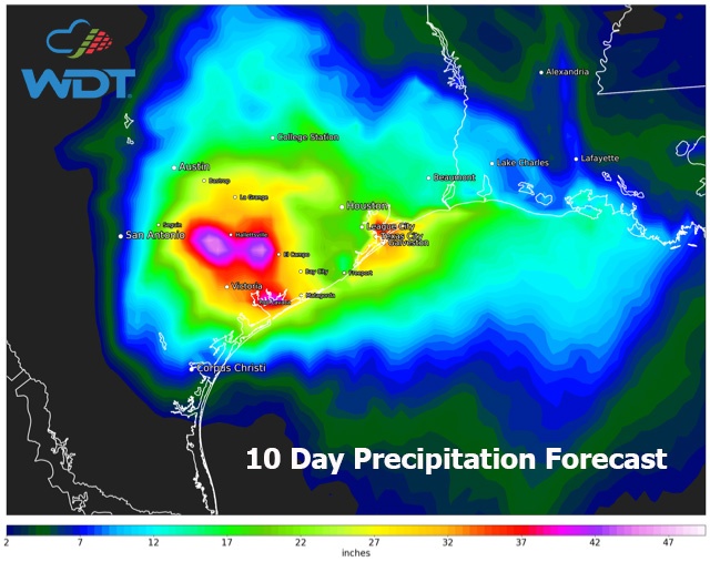 10 Day Rain Forecast for Harvey - August 26, 2017