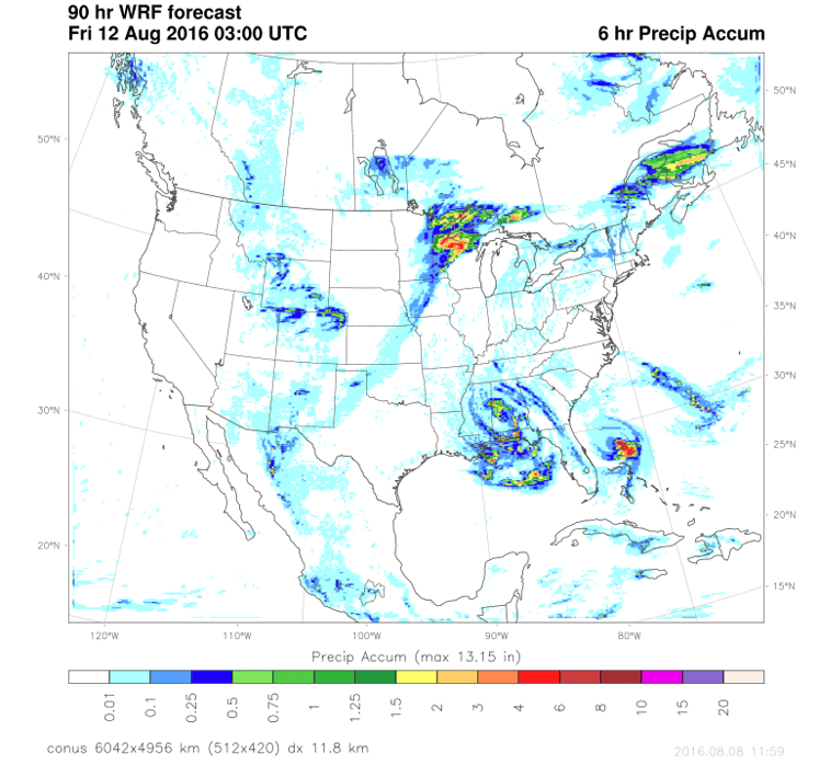 Precipitation Forecast- 10pm CT on Aug 11