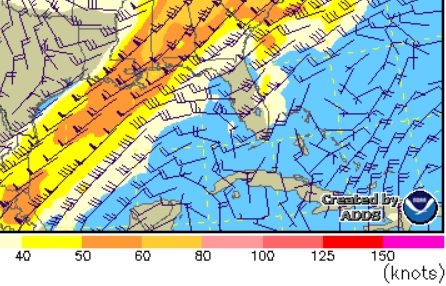 Upper Level Winds for Tropical Storm Colin