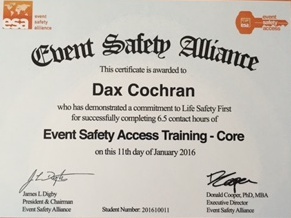Event Safety Alliance Certificate