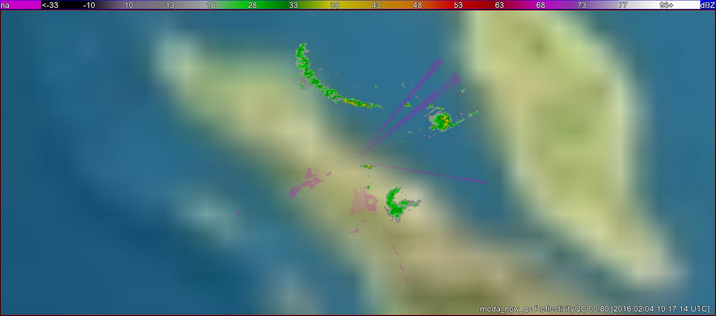 Remaining reflectivity in the Medan radar’s 0.8 degree elevation angle after the new "IntQC" algorithm