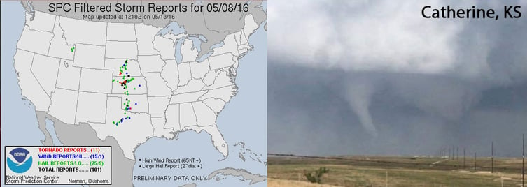 SPC Storm Reports and KS Tornado (Photo Credit: Thor B)