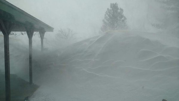 Snow drifts in Friona, TX. 