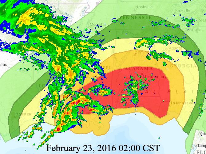 Future Radar Forecast for 2pm