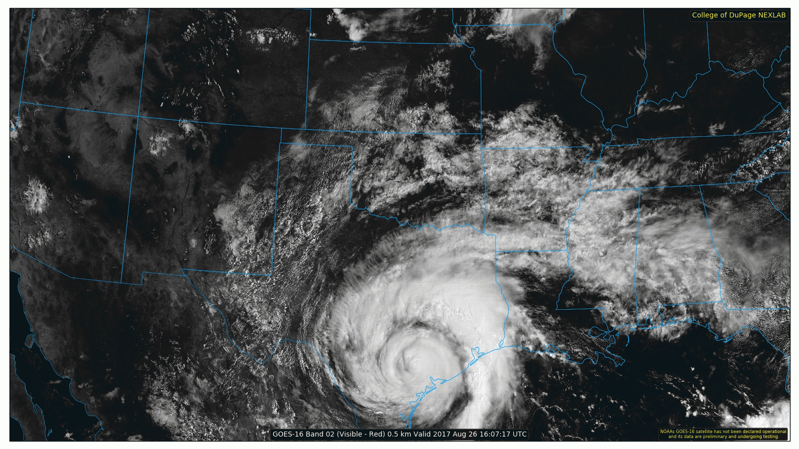 Hurricane Harvey on Visible Satellite