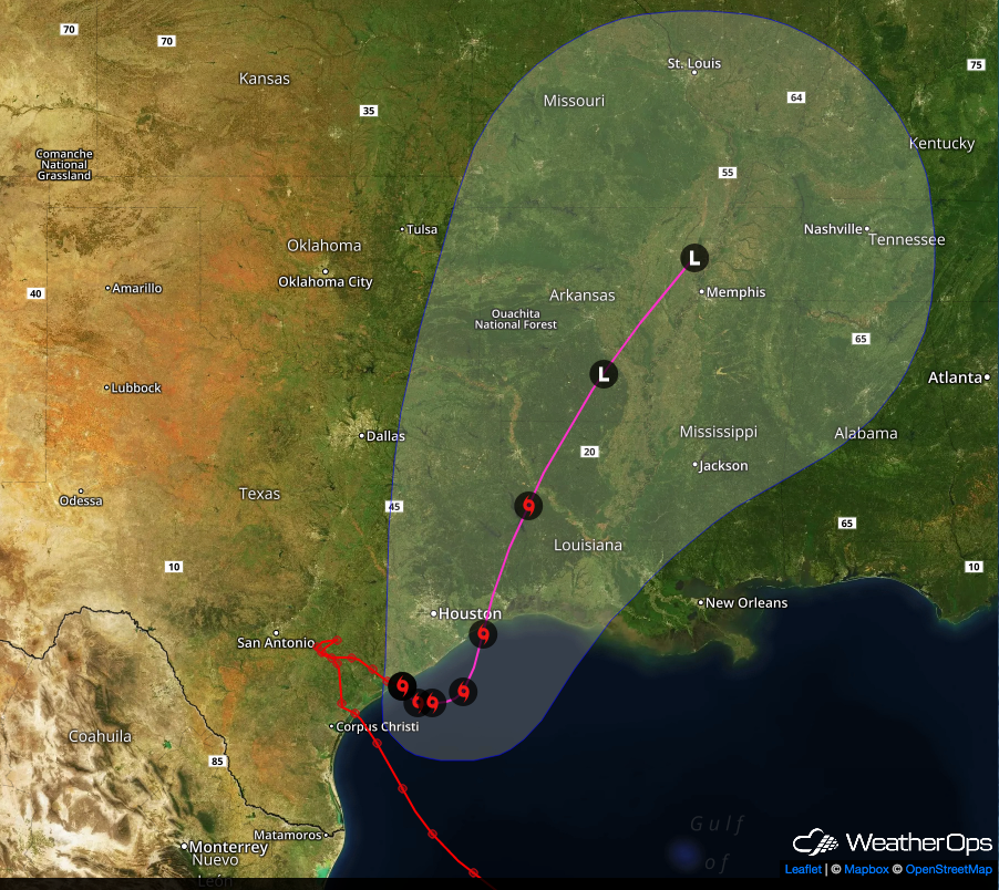 Forecast Path for Harvey -August 28, 2017