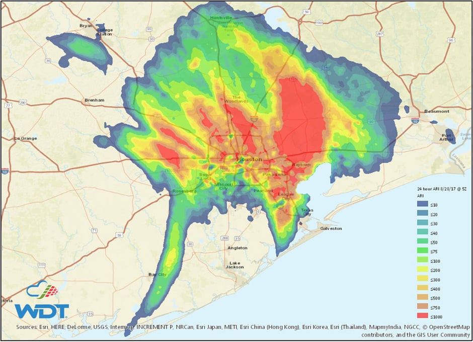 Average Return Interval of a Flood in Houston