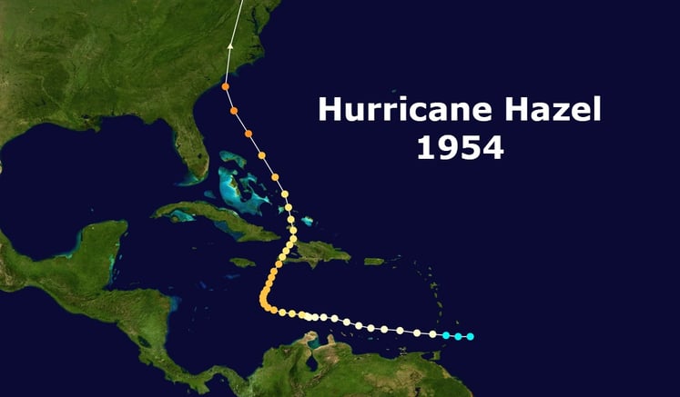 Track of Hurricane Hazel -1954