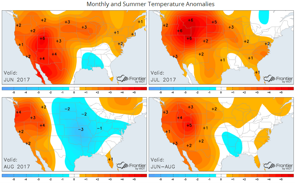 Monthly and Summer Temperature Anomalies