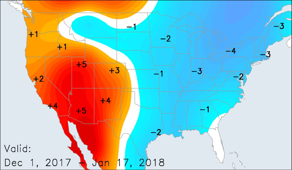 Winter-to-Date Temperature Anomalies (F)