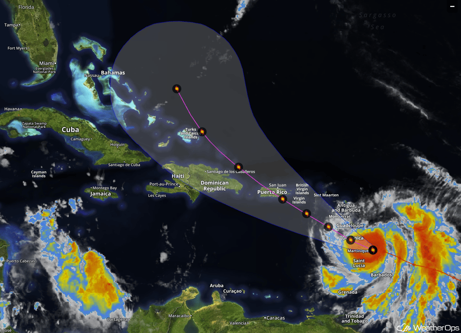 Forecast Path of Maria - Sept. 18, 2017