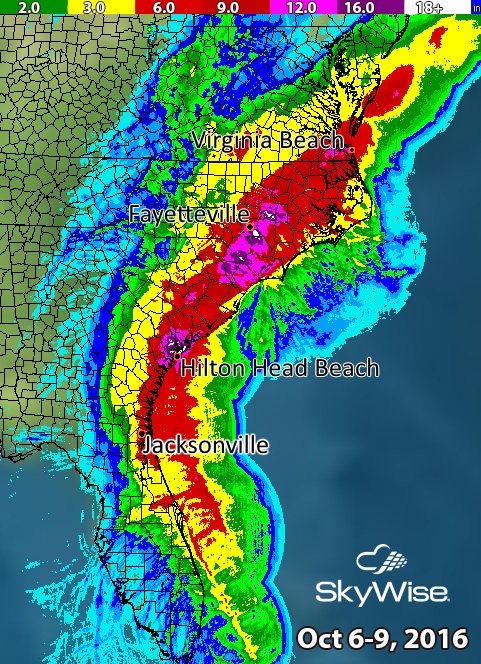 Rainfall Totals on SE Coast