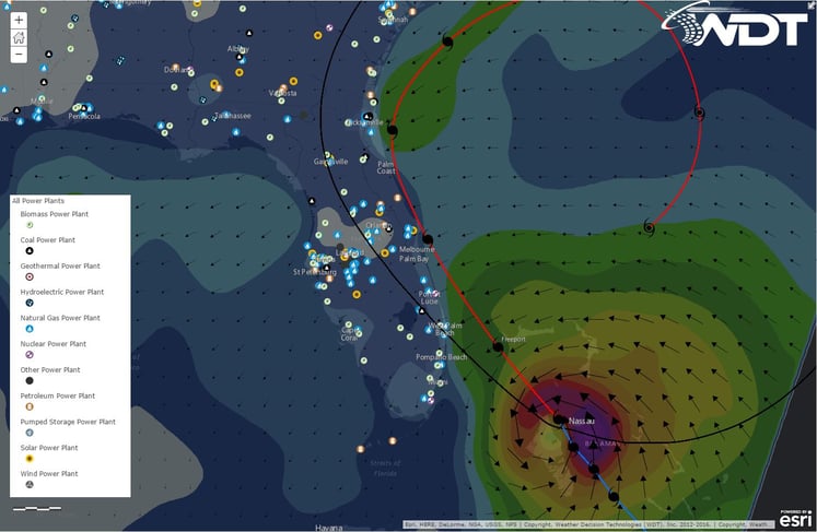 Power Plants in the Path of Matthew