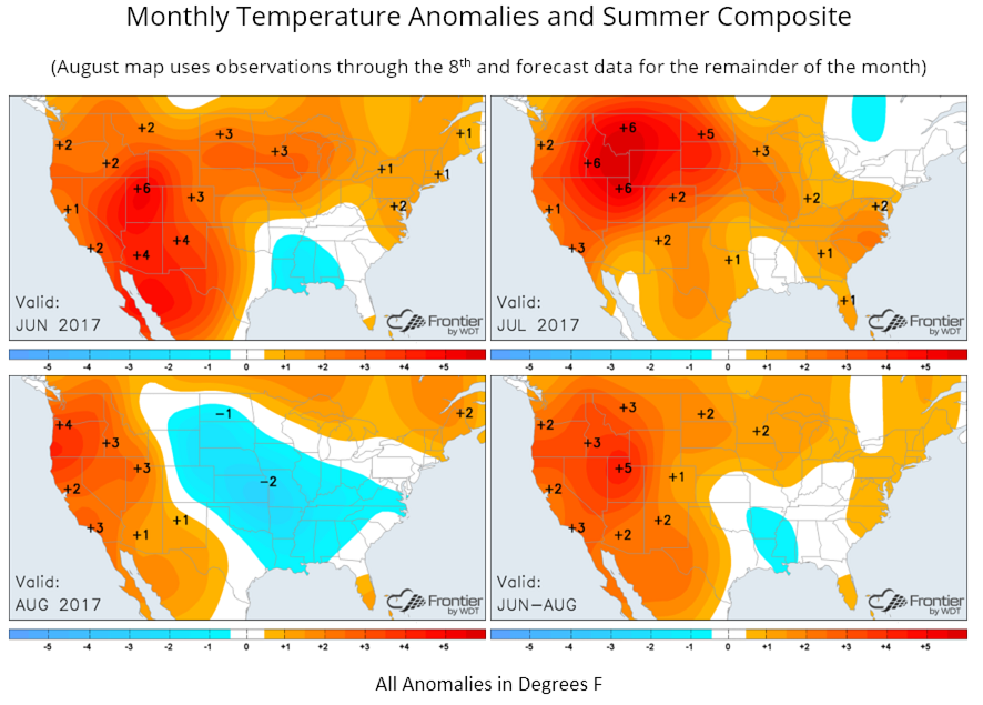 Monthly Temp Anomolies and Summer Composite