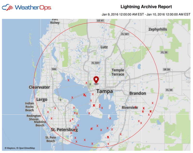Lightning Strikes in Tampa near Raymond James Stadium