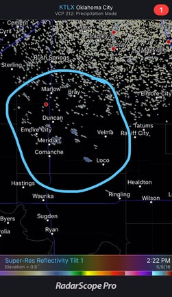 RadarScope Initiation Near Duncan, OK