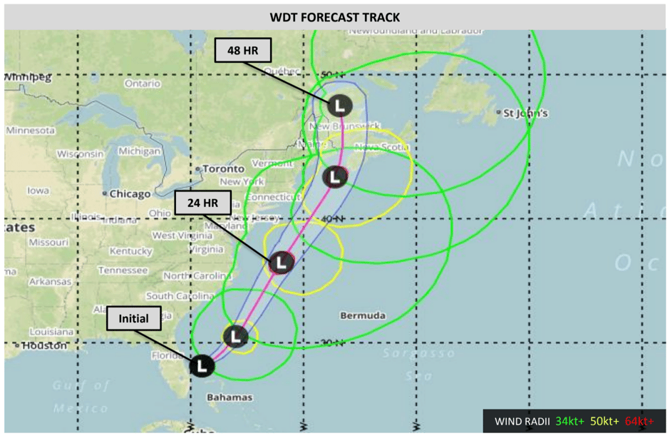 WDT Nor'easter Forecast Track