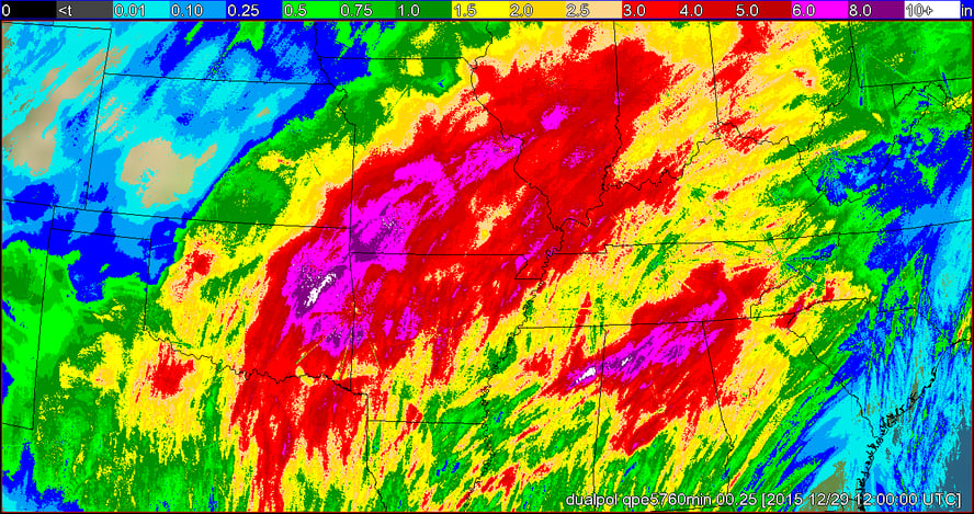 WDT’s radar-estimated precipitation for the the 96 hours ending at 6 am CST on Dec. 29, 2015