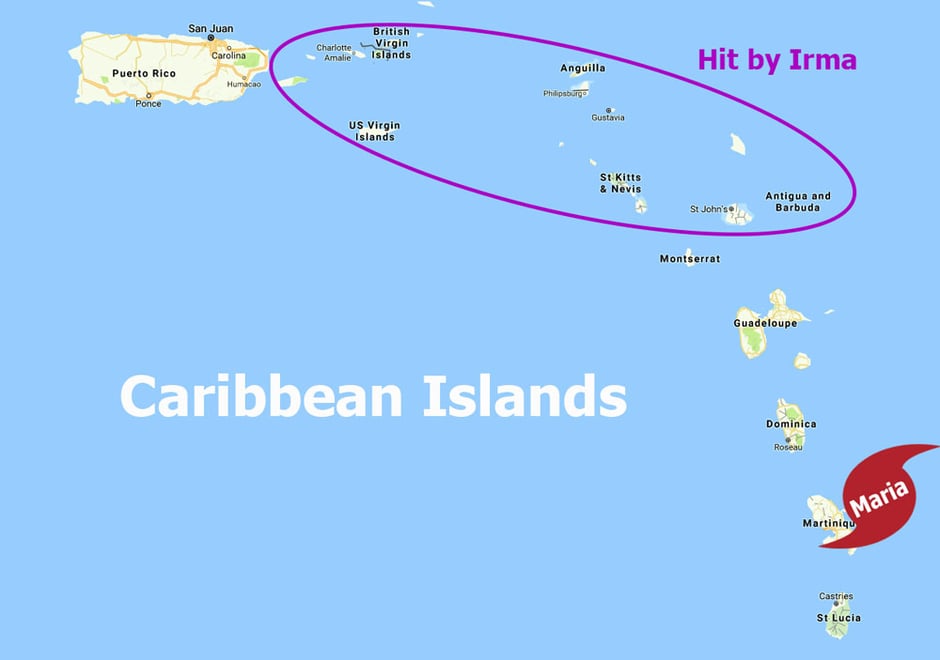 Map of Caribbean Islands