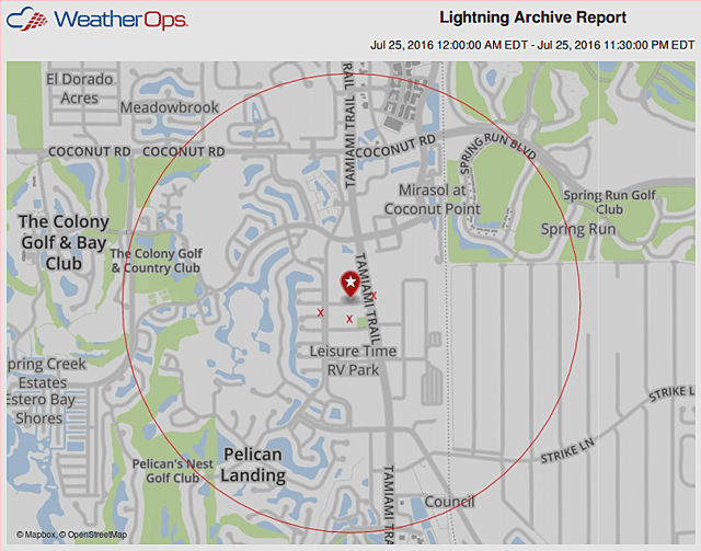 Map of Bonita Springs lightning