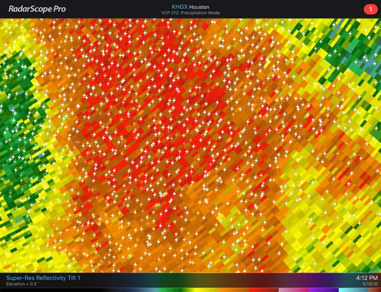RadarScope Lightning Data - Texas Coast
