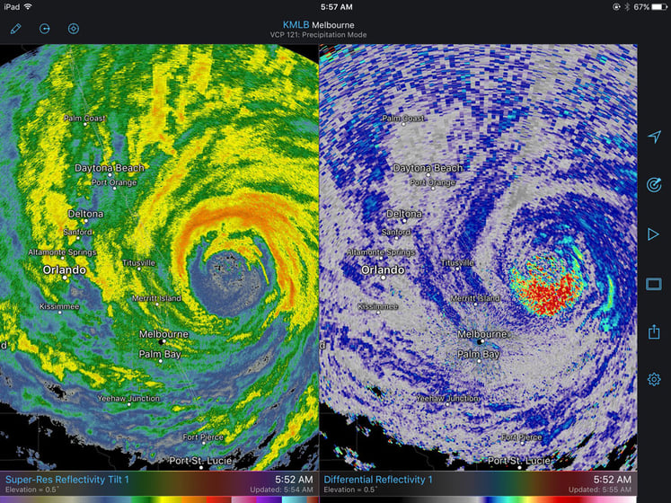 Birds Caught in Hurricane Matthew on RadarScope