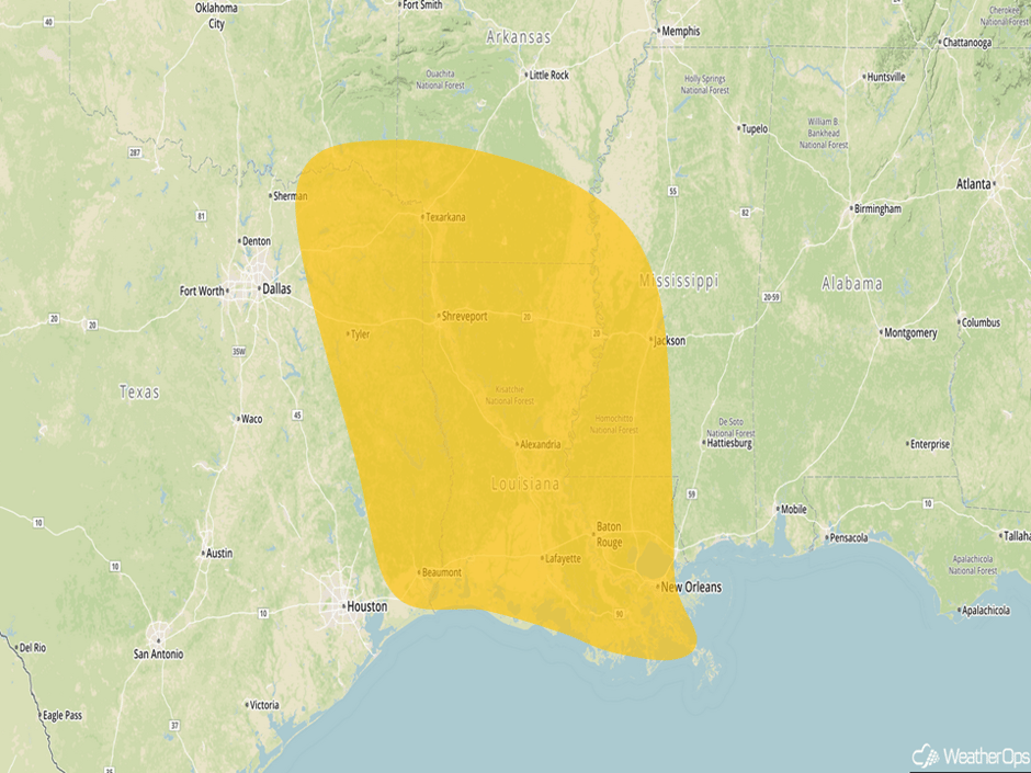 Severe Thunderstorm Risk Outline for Sunday, January 1, 2017