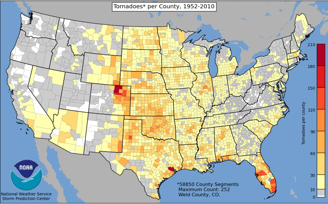Tornadoes Per County