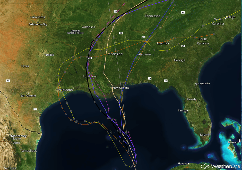 Tropical Storm Model Tracks- June 19, 2017