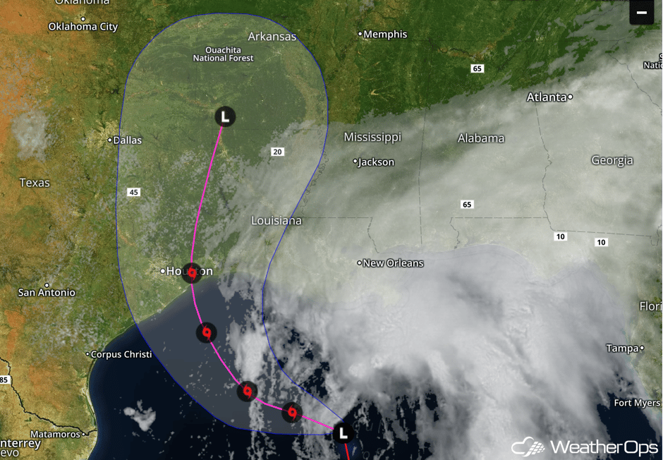 Forecast Track of TS Cindy, June 20, 2017