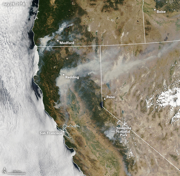NASA Satellite View of California Fires