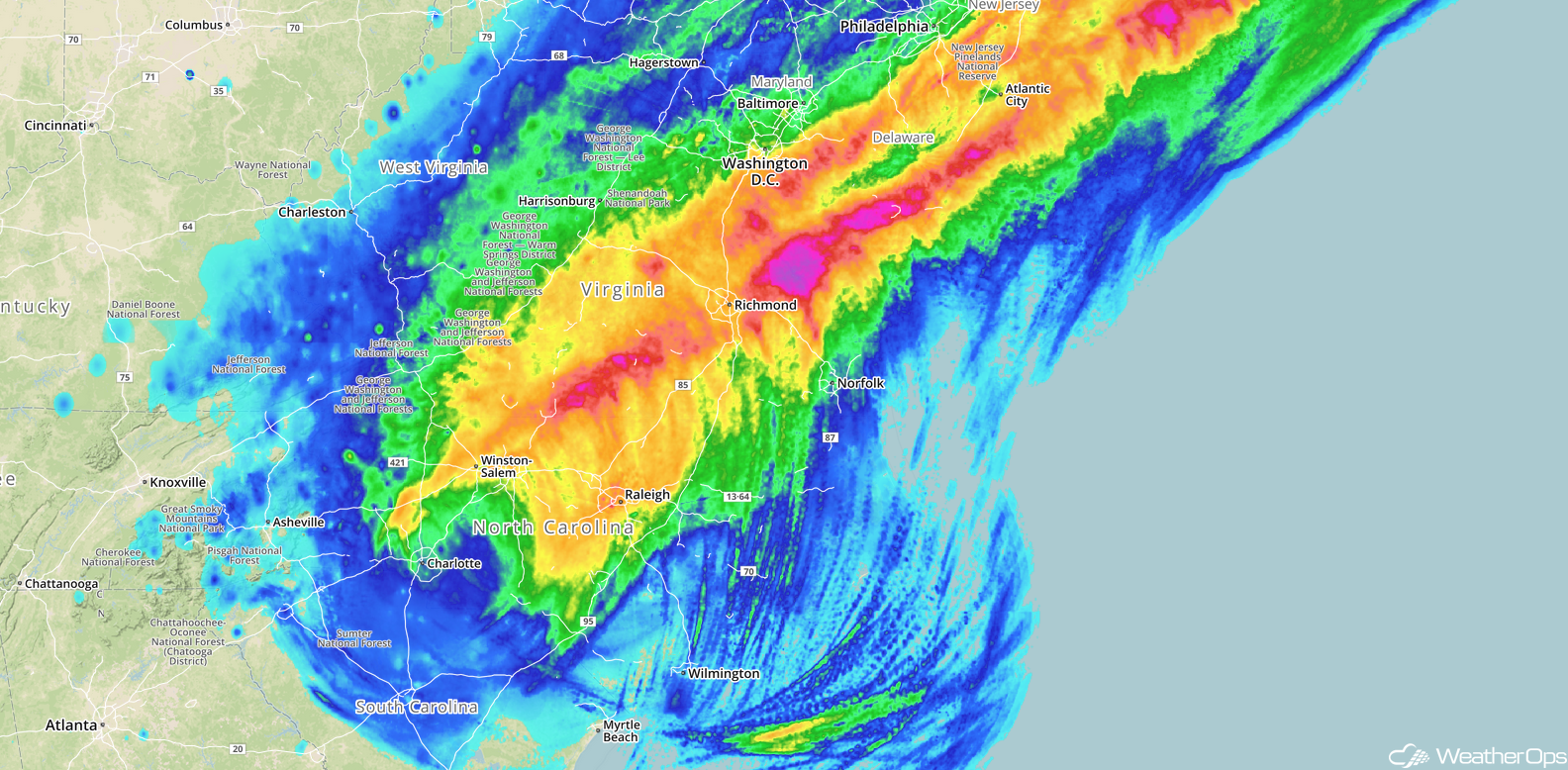 24 Hour Rainfall for the Carolinas ending at Noon EDT October 12