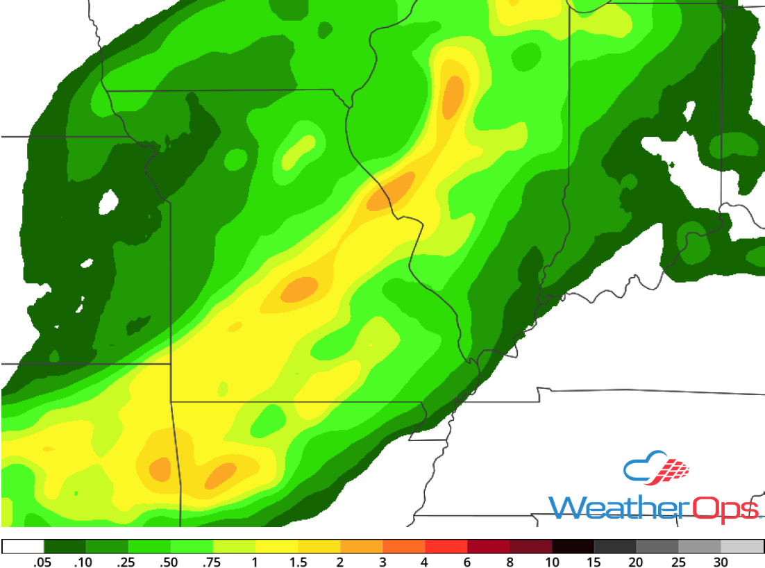 Rainfall Accumulation for Wednesday, August 15, 2018