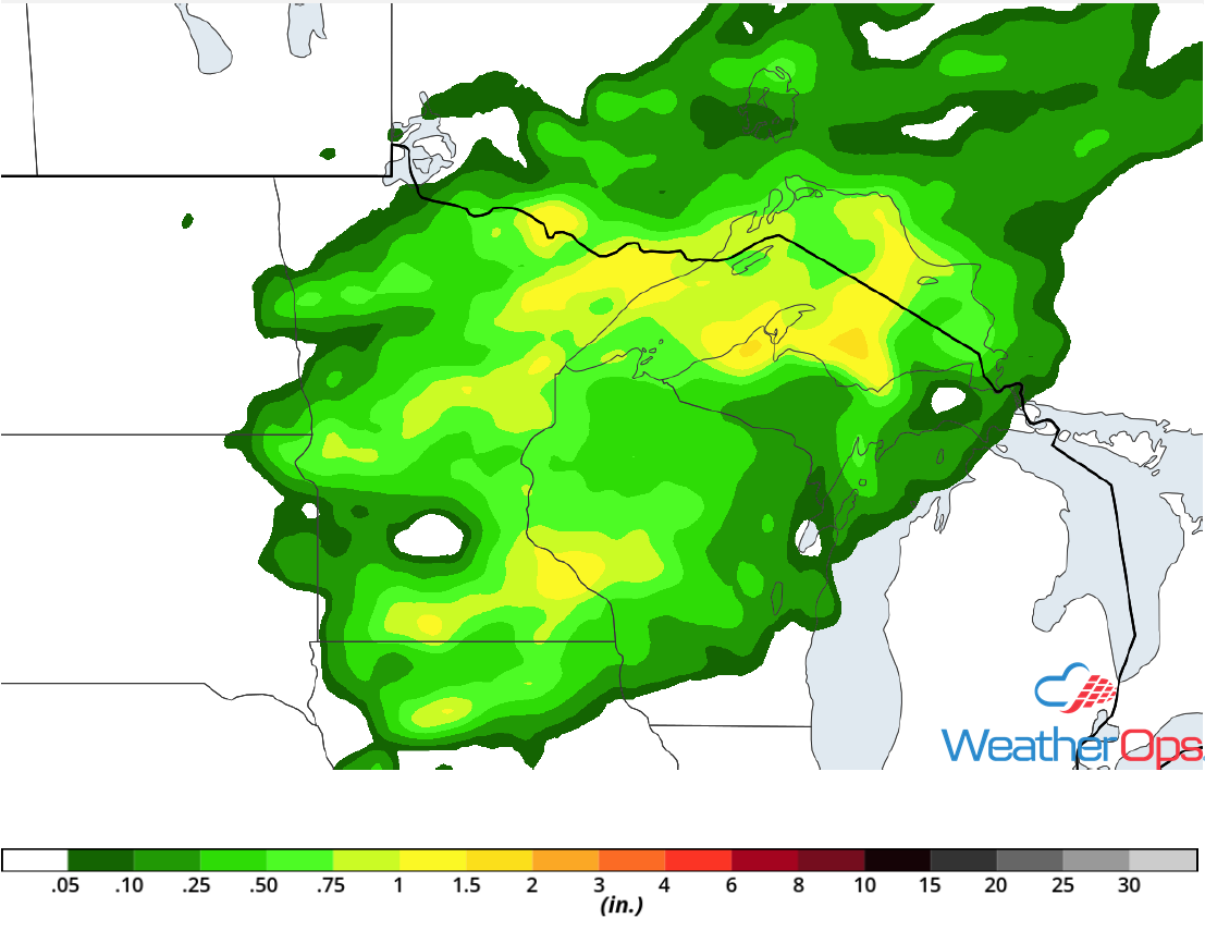 Rainfall Accumulation for Friday, August 31, 2018