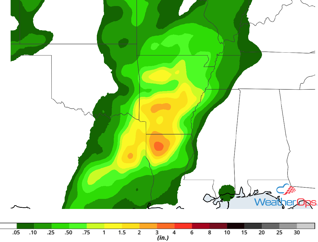 Rainfall Accumulation for Friday, April 13, 2018