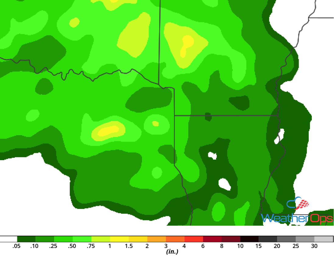 Rainfall Accumulation for Monday, July 30, 2018