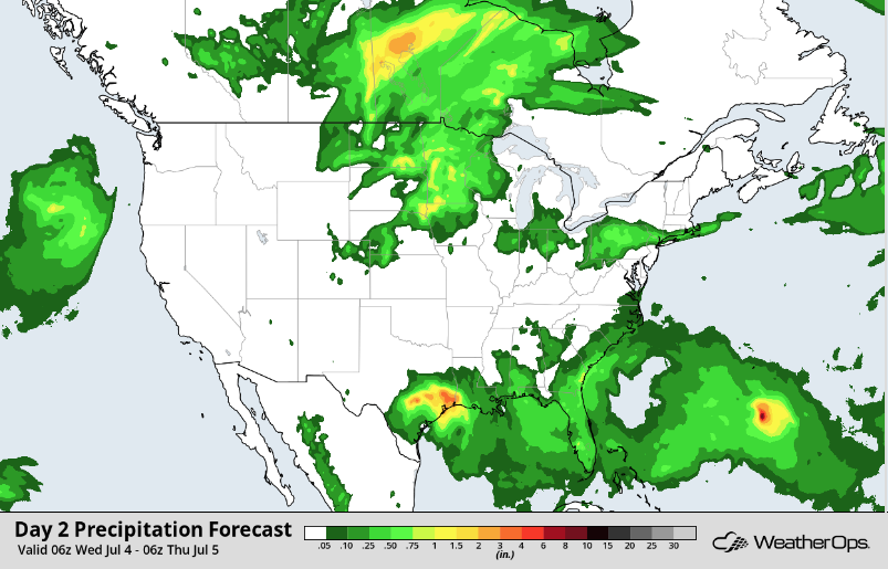 Rainfall Forecast for July 4, 2018