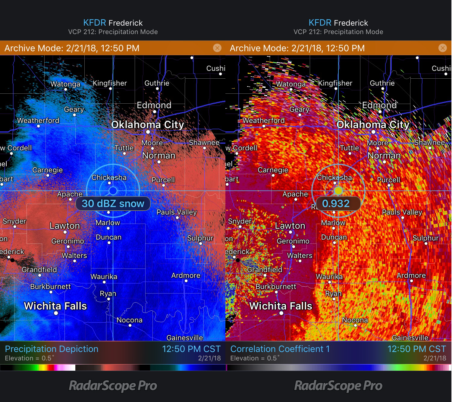 KFD Precipitation Depiction and Correlation Coefficient