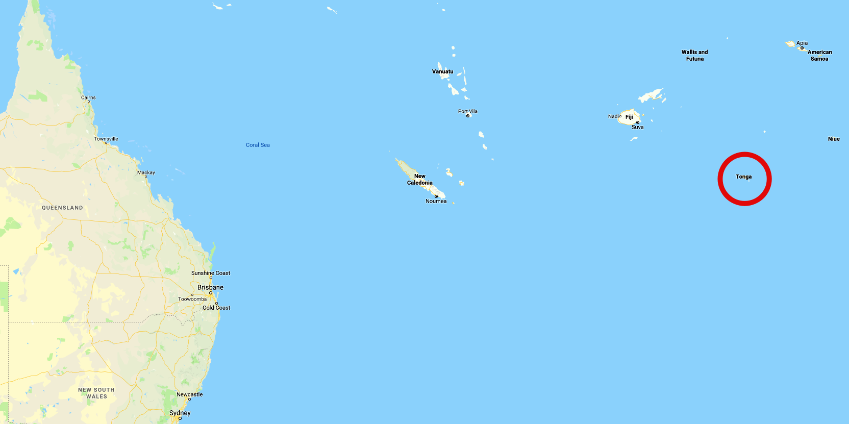 Location of Tonga