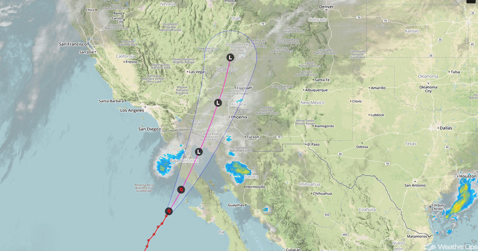 Tropical Storm Rosa Satellite Image and Forecast Track